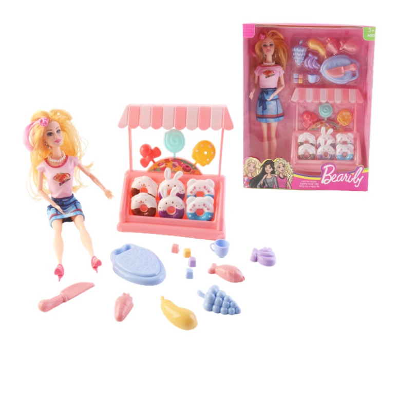 MUNECA CON TIENDA DE FRUTAS Y VERDURAS