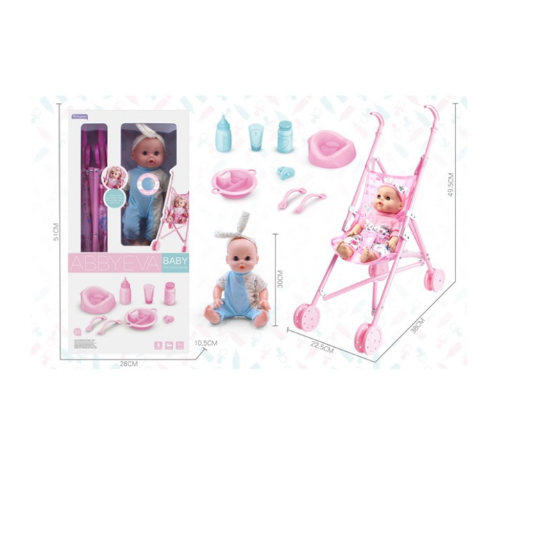 MUNECA DE 40 CM CON CARRO Y ACCESORIOS