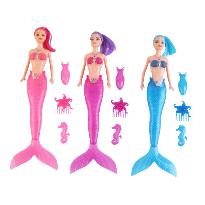 MUNECA SIRENA CON LUZ EN CAJA