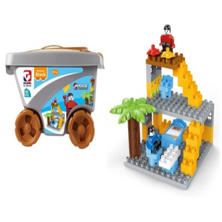 CARRO CON 42PCS BLOQUES DE CONSTRUC