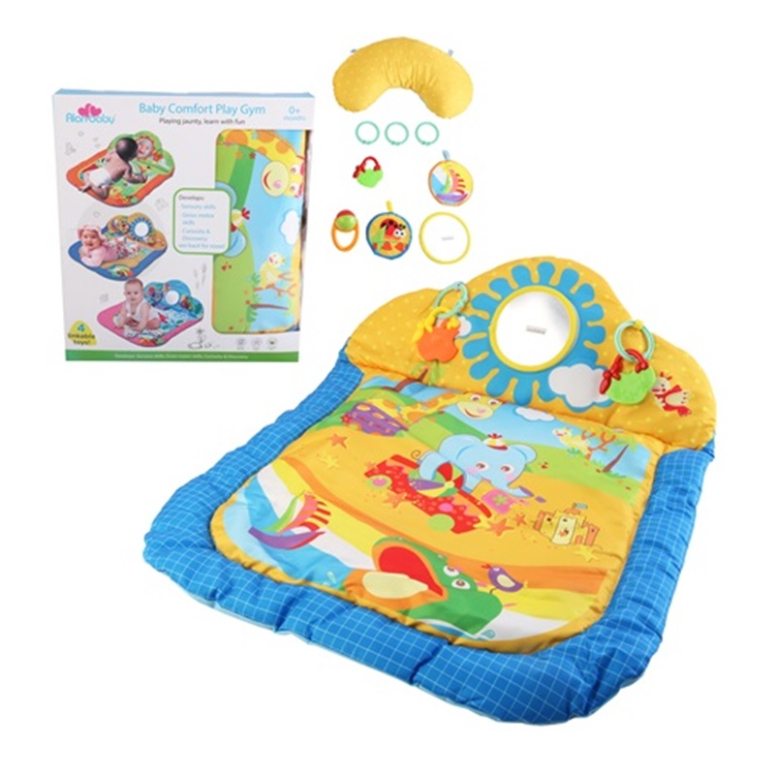 JUEGO DE ALFOMBRA AZUL BEBE CON ESPEJO 