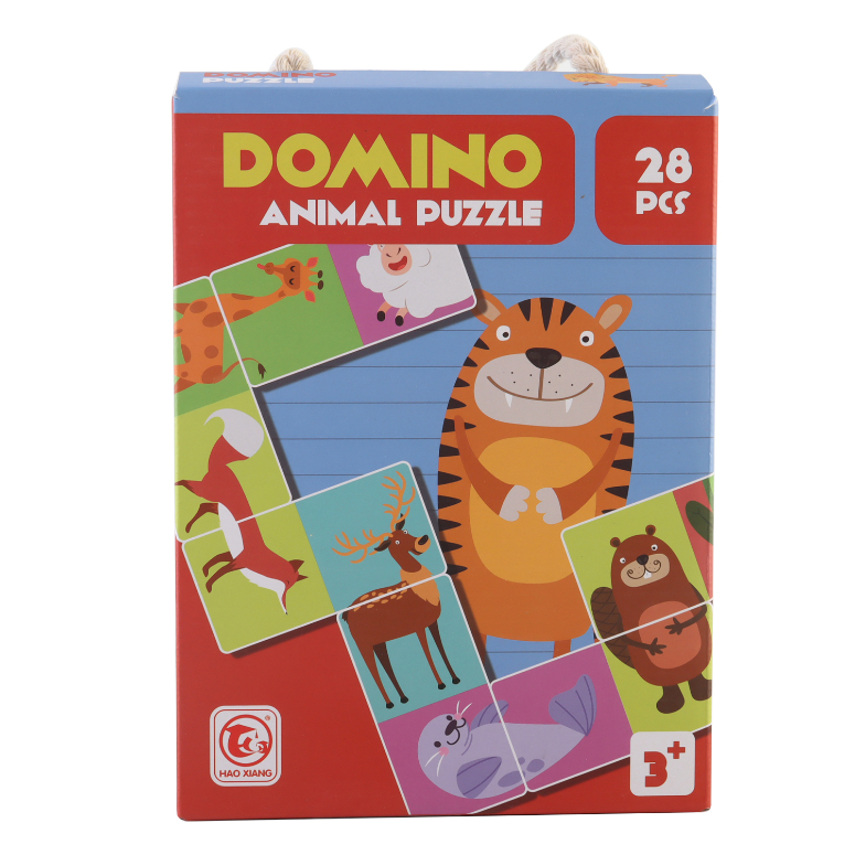 JUEGO PUZZLE DOMINO DE ANIMALES 28 PZAS EN CAJA 