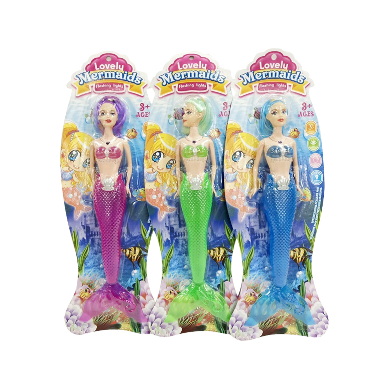 MUNECA SIRENA 29CM CON LUZ Y COLORES