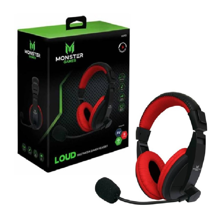 MONSTER GAMES HEADSET GAMER LOUD ROJO