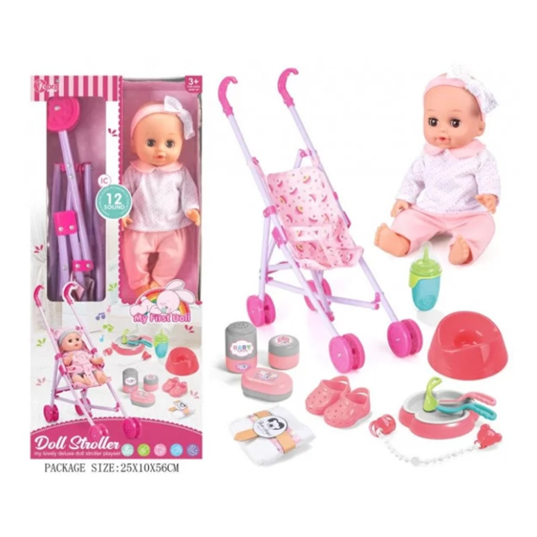 MUNECA CON COCHE METALICO