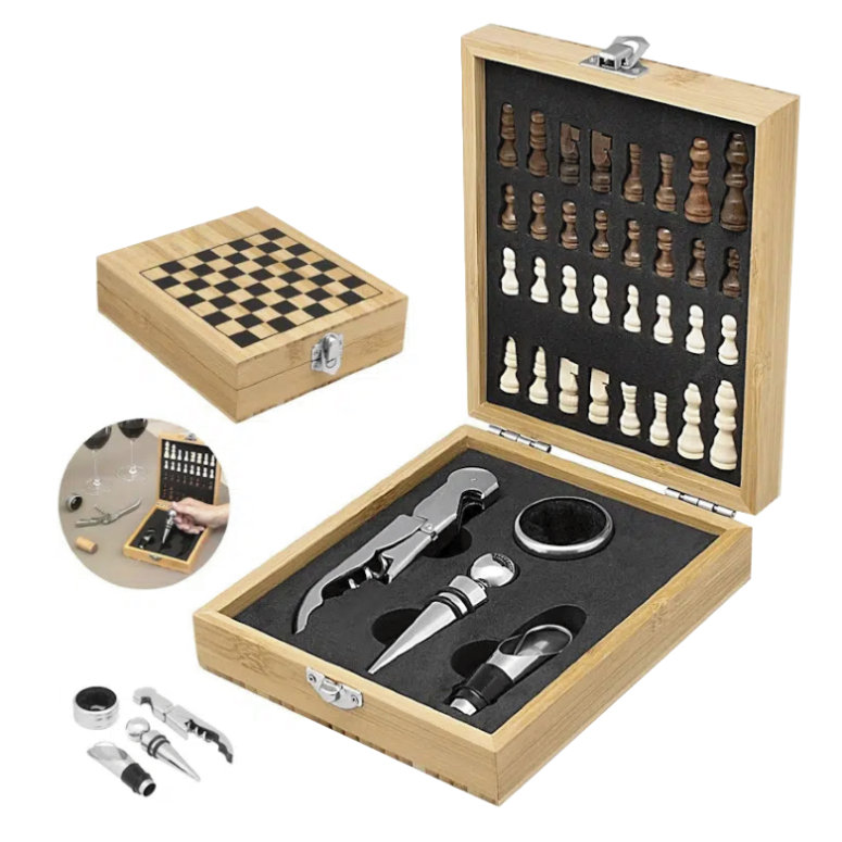 SET AMANTES DE VINO 5 PZS  AJEDREZ