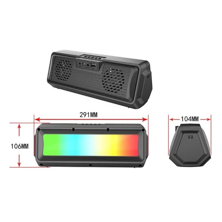 PARLANTE BLUETOOTH RECTANGULAR CON LUZ LED RGB