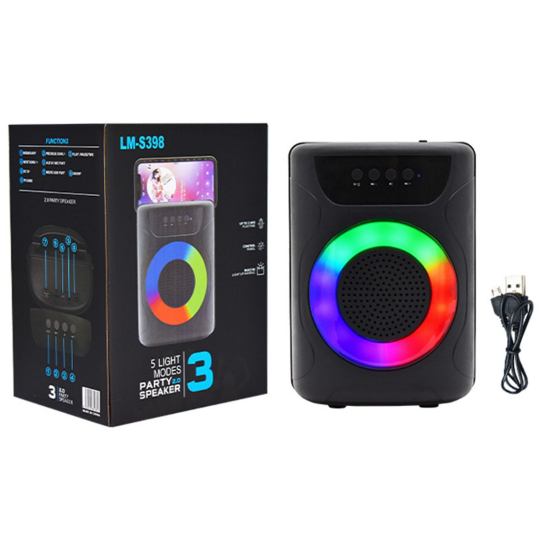 PARLANTE BLUETOOTH CON LUZ LED RGB Y SOPORTE SMARTPHONE
