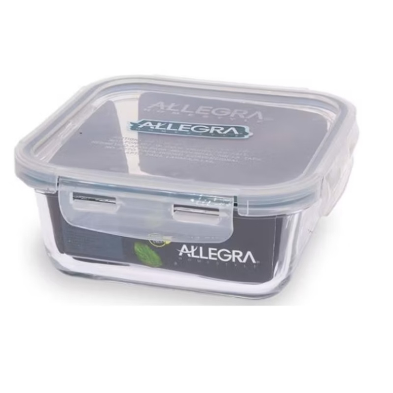 CONTENEDOR HERMETICO VIDRIO RECTANGULAR 420 ML