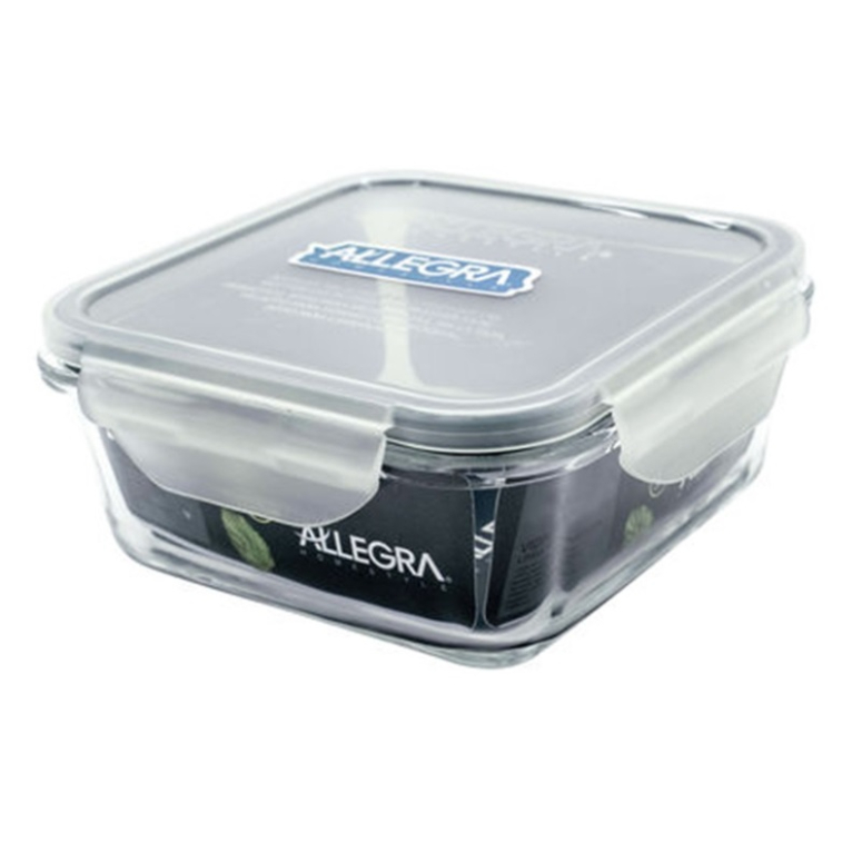CONTENEDOR HERMETICO VIDRIO CUADRADO 380ML