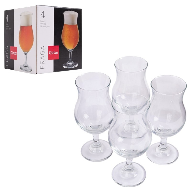CRISTAR SET 4 COPAS CERVEZA PRAGA 442CC