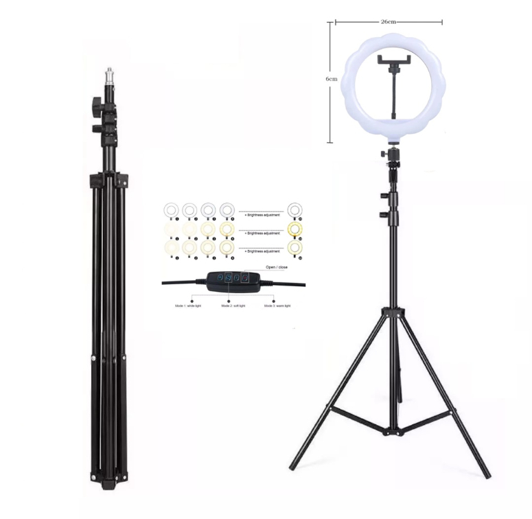 ARO DE LUZ 26 CM CON TRIPODE