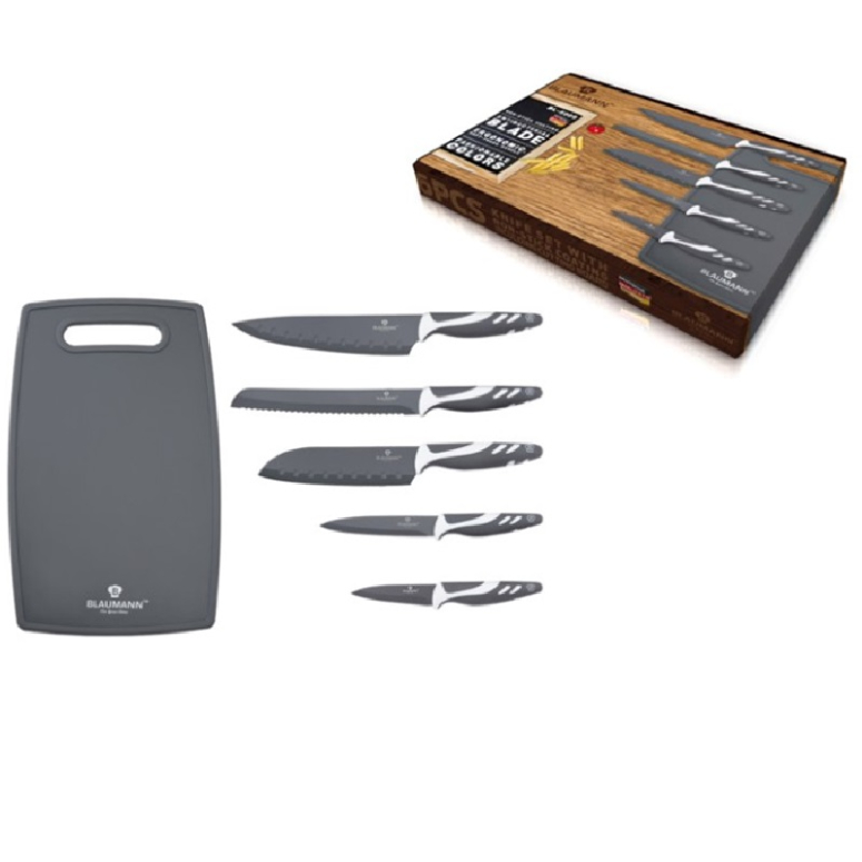 SET CUCHILLOS 6 PCS CON TABLA GRIS BL5009
