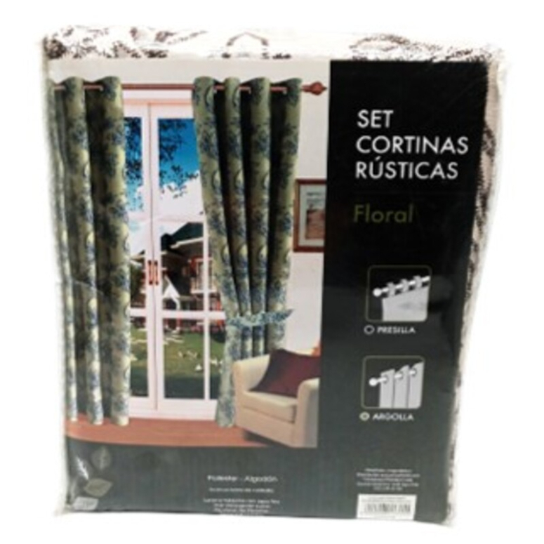 CORTINA JQD RUSTICA ARG 145X220 FLORAL CREMA CHOCO
